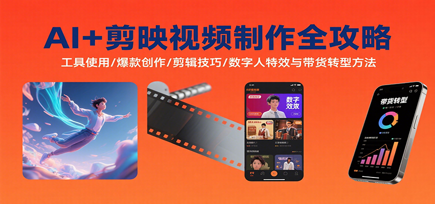 AI+剪映视频制作全攻略:工具使用/爆款创作/剪辑技巧/数字人特效与带货转型方法-351资源网