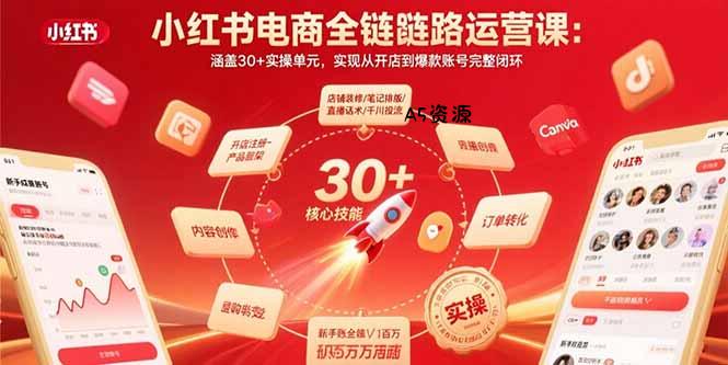 小红书电商全链路运营课:涵盖30+实操单元,实现从开店到爆款账号完整闭环-351资源网