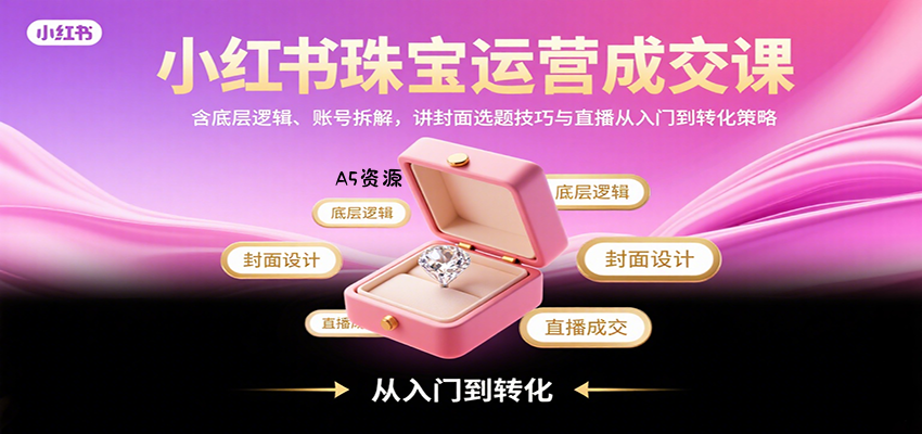 小红书珠宝运营成交课:含底层逻辑、账号拆解,讲封面选题技巧与直播从入门到转化策略-351资源网