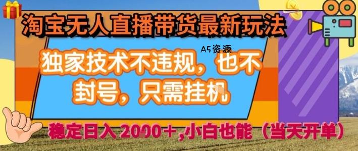 淘宝无人直播带货最新玩法，独家技术不违规，也不封号，全自动运行，只需挂着，  稳定日入2k【揭秘】-351资源网
