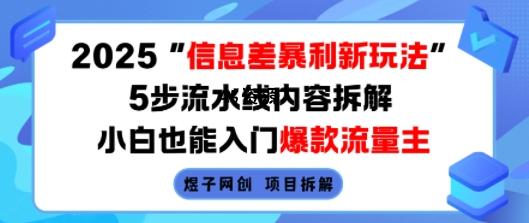 2025信息差暴利新玩法,5步流水线内容拆解,小白也能入门爆款流量主-351资源网