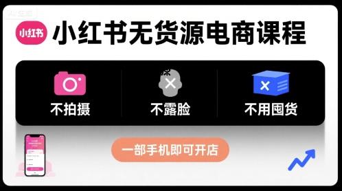 小红书无货源电商课程,不拍摄不露脸不用囤货,一部手机即可开店-351资源网