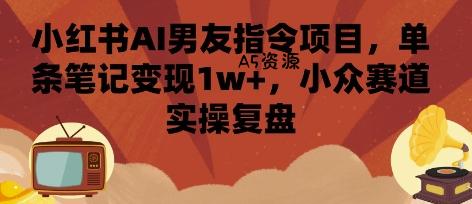 小红书AI男友指令项目，单条笔记变现1w+，小众赛道实操复盘-351资源网