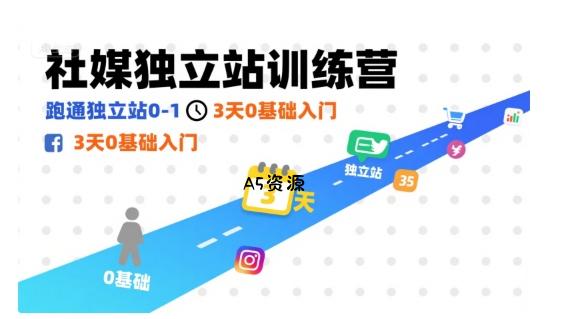 社媒独立站训练营,跑通独立站0-1,3天0基础入门-351资源网
