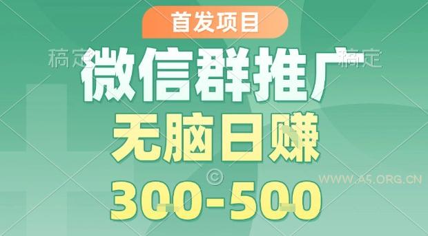 首发项目,微信群推广,一天15单,每单利润10米,无脑日入3-5张【揭秘】-351资源网