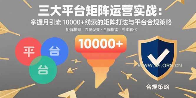 三大平台矩阵运营实战：掌握月引流10000+线索的矩阵打法与平台合规策略-351资源网
