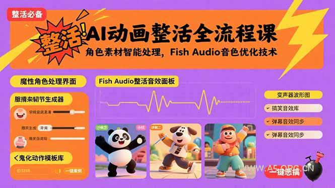 AI动画整活全流程课，角色素材智能处理，Fish Audio音色优化技术-351资源网