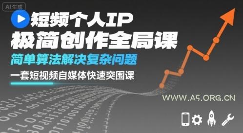 短视频个人IP极简创作全局课，简单算法解决复杂问题，一套短视频自媒体快速突围课-351资源网
