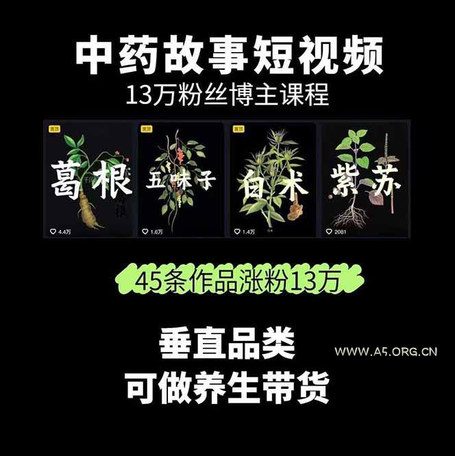 图片[1]-中草药养生赛道：AI文案+故事模板+橱带货，45条作品涨粉13w+单月变现1万+-351资源网