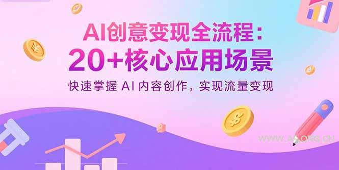 AI创意变现全流程：20+核心应用场景，快速掌握AI内容创作，实现流量变现-351资源网