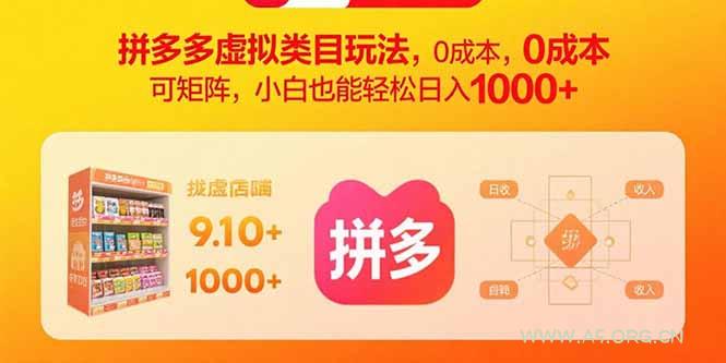拼多多虚拟类目玩法，0成本，可矩阵，小白也能轻松日入1000+-351资源网
