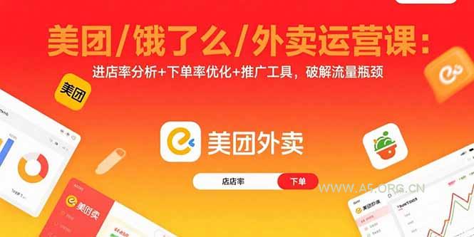 美团/饿了么/外卖运营课：进店率分析+下单率优化+推广工具，破解流量瓶颈-351资源网