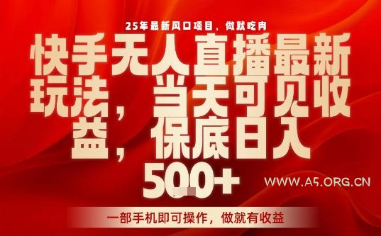25年最新风口项目，快手无人直播，当天做当天出收益，不违规，一部手机即可操作，保底日入5张+【揭秘】-351资源网