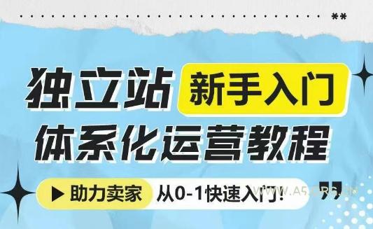 独立站新手入门体系化运营教程,助力独立站卖家从0-1快速入门!-351资源网