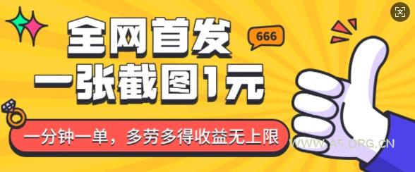 全网首发，一张截图1块钱，一分钟一单，多劳多得，收益无上限-351资源网