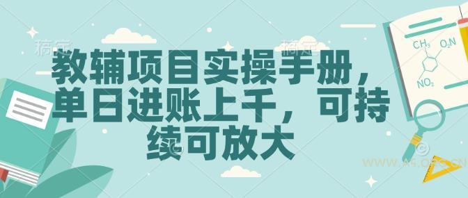 教辅项目实操手册,单日进账上千,可持续可放大-351资源网