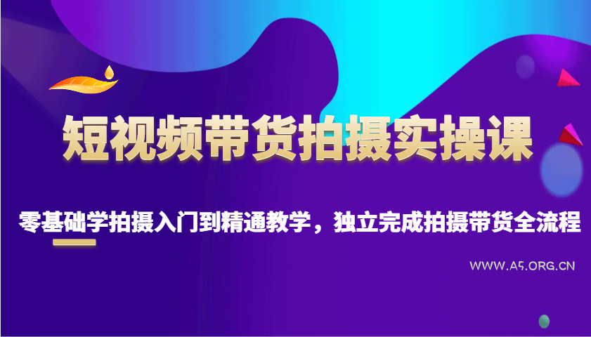 短视频带货拍摄实操课，零基础学拍摄入门到精通教学，独立完成拍摄带货全流程-351资源网
