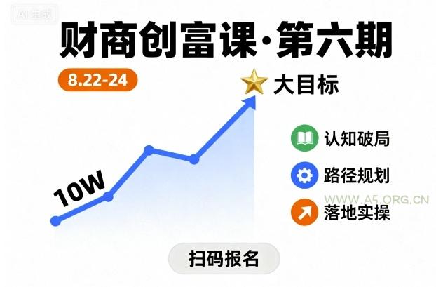 财商创富课第六期8月22-24号，如何从10W起步，一步步实现大目标-351资源网