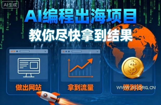 AI编程出海项目，教你尽快拿到结果-做出网站、拿到流量、賺到钱-351资源网