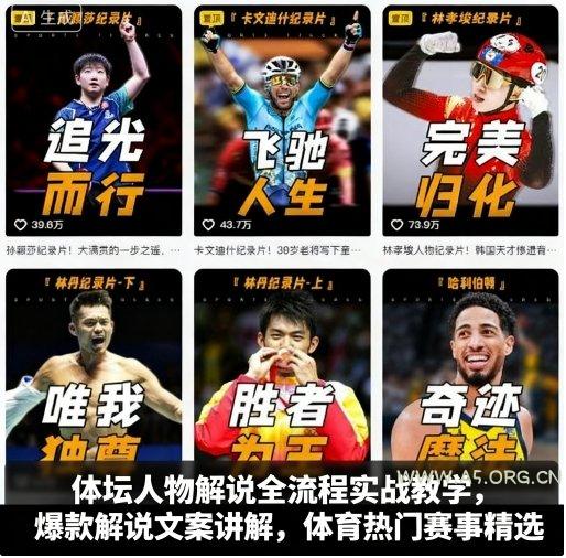 体坛人物解说全流程实战教学，爆款解说文案讲解，体育热门赛事精选-351资源网