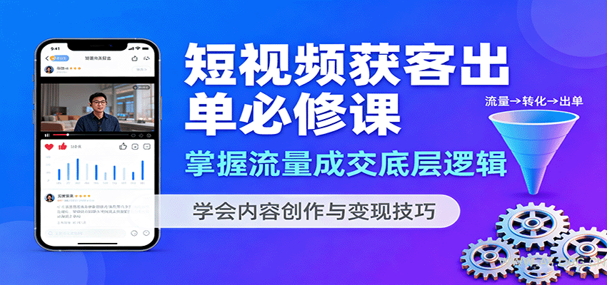 短视频获客出单必修课：掌握流量成交底层逻辑，学会内容创作与变现技巧-351资源网