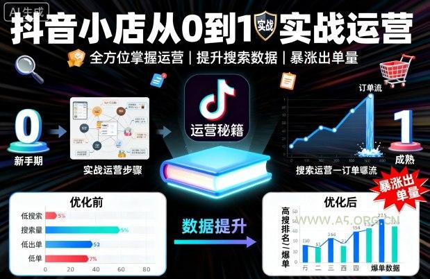 抖音小店从0到1实战运营，帮你全方位掌握小店运营，提升搜索数据与出单量-351资源网
