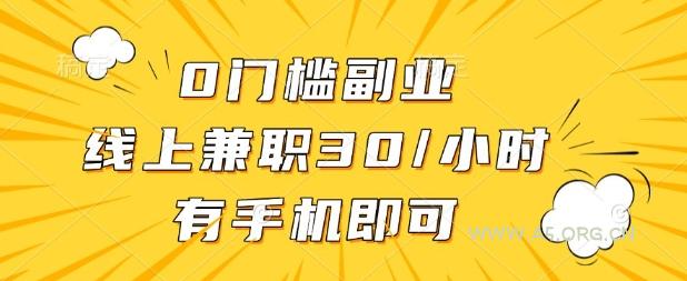 0门槛兼职副业，线上兼职30一小时，有部手机即可【揭秘】-351资源网