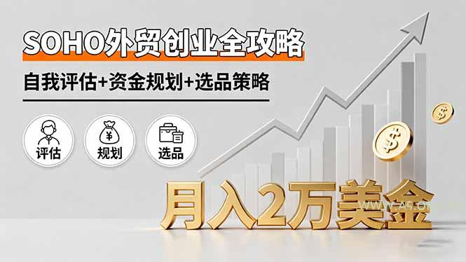 SOHO外贸创业全攻略，自我评估+资金规划+选品策略，月入2万美金-351资源网