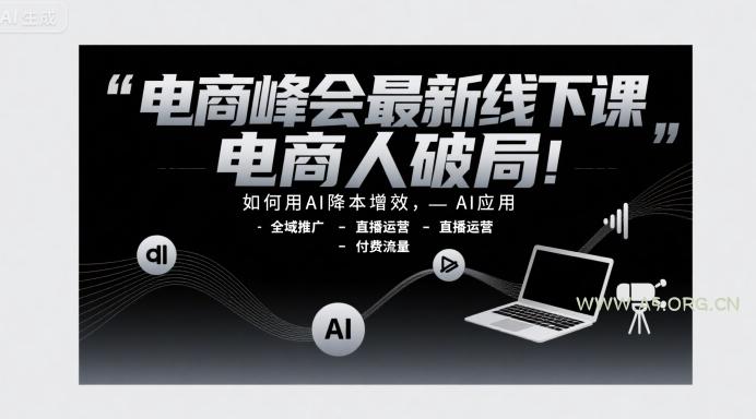 电商峰会最新线下课，电商人破局，如何用AI降本增效，AI应用-全域推广-直播运营-付费流量-351资源网