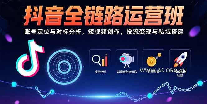 抖音全链路运营班：账号定位与对标分析，短视频创作，投流变现与私域搭建-351资源网