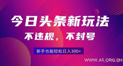 2025今日头条原创玩法5.0，不违规不封号，零门槛新手跟着做也能日入3张+-351资源网