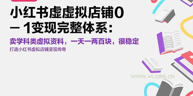 小红书虚拟店铺0-1变现完整体系：卖学科类虚拟资料，一天一两百块，很稳定-351资源网