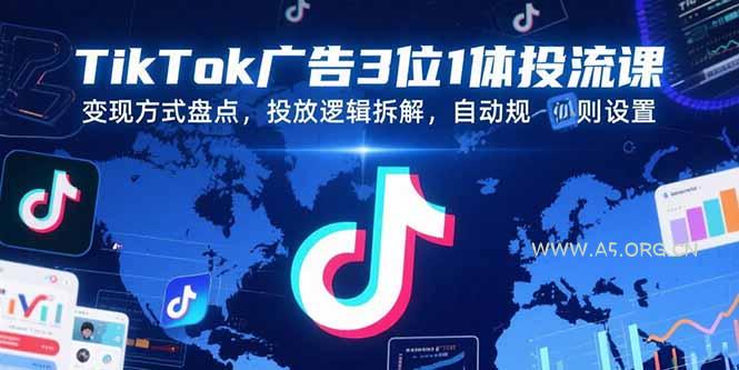 TikTok广告3位1体投流课，变现方式盘点，投放逻辑拆解，自动规则设置-351资源网