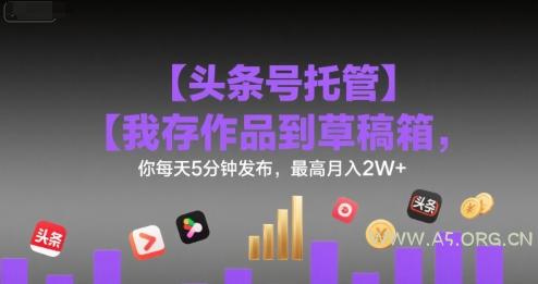 【头条号托管 】我存作品到草稿箱，你每天5分钟发布，最高月入2W+【揭秘】-351资源网