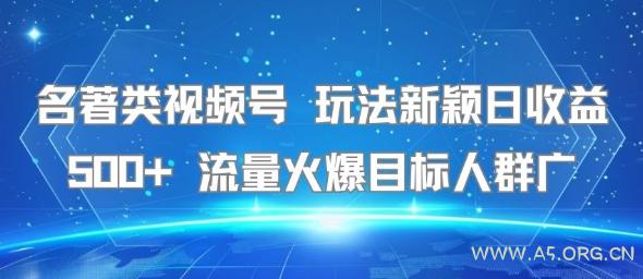 名著类视频号 玩法新颖日收益500+ 流量火爆目标人群广-351资源网