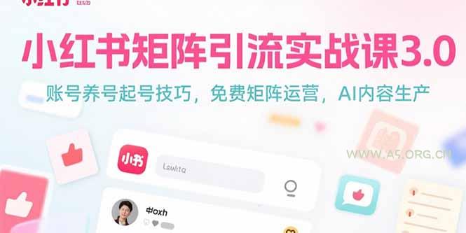 小红书矩阵引流实战课3.0：账号养号起号技巧，免裴矩阵运营，AI内容生产-351资源网