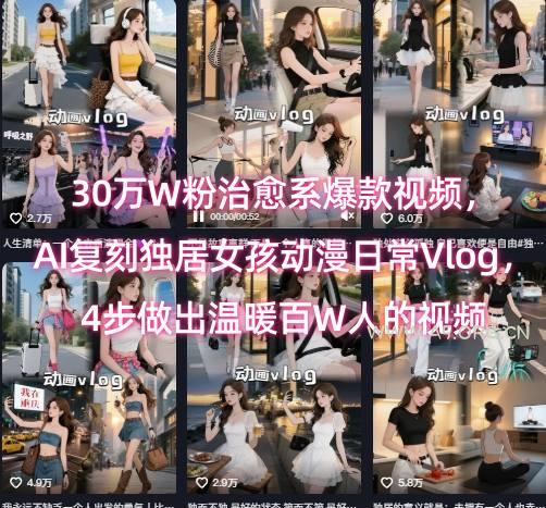 30万W粉治愈系爆款视频，AI复刻独居女孩动漫日常Vlog，4步做出温暖百W人的视频-351资源网
