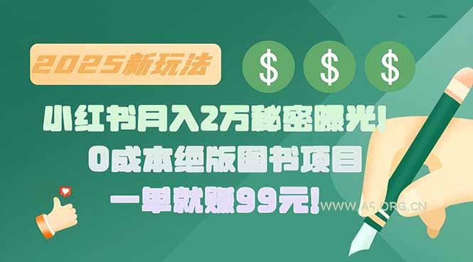 小红书月入2万秘密曝光！绝版图书项目，一单就赚99元！-351资源网