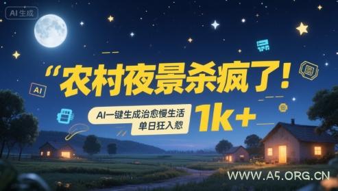 农村夜景杀疯了！AI一键生成治愈系慢生活，单日狂入1k+-351资源网