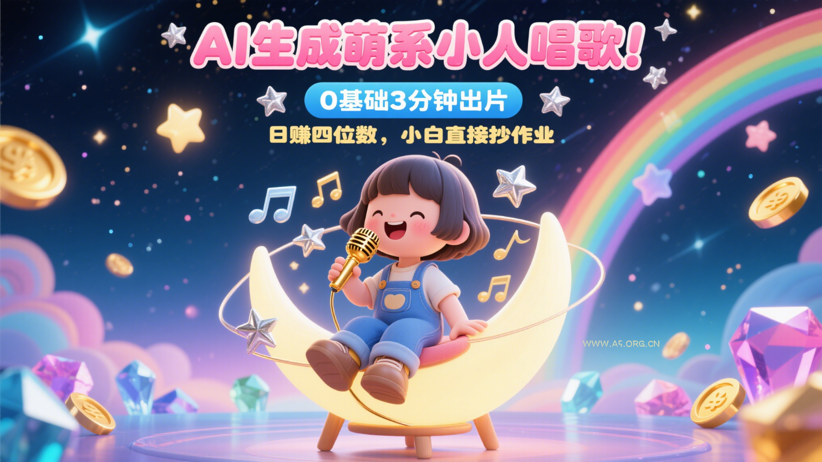 AI生成萌系小人唱歌！0基础3分钟出片，28个作品涨粉9万，日赚四位数，小白直接抄作业-351资源网