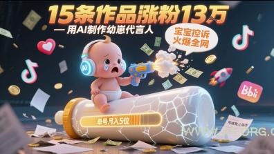 用AI制作幼崽代言人，宝宝的控诉火爆全网，15条作品涨粉13W，单号月入5位数实操教程-351资源网