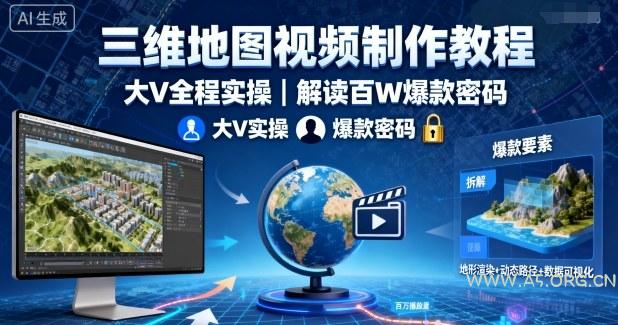 三维地图视频制作教程，大V全程实操，解读百W爆款密码-351资源网