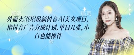 外面卖398最新抖音AI美女项目，撸抖音广告分成计划，单日几张，小白也能操作-351资源网