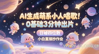 AI生成萌系小人唱歌，0基础3分钟出片，28个作品涨粉8.9W，单条最高19W赞，日入四位数，小白直接抄作业-351资源网