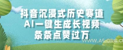 抖音沉浸式历史赛道，AI一键生成长视频，条条点赞过W【揭秘】-351资源网