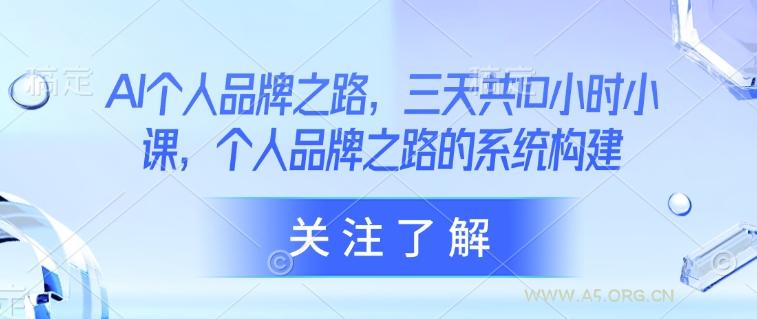 AI个人品牌之路，​三天共10小时小课，个人品牌之路的系统构建-351资源网
