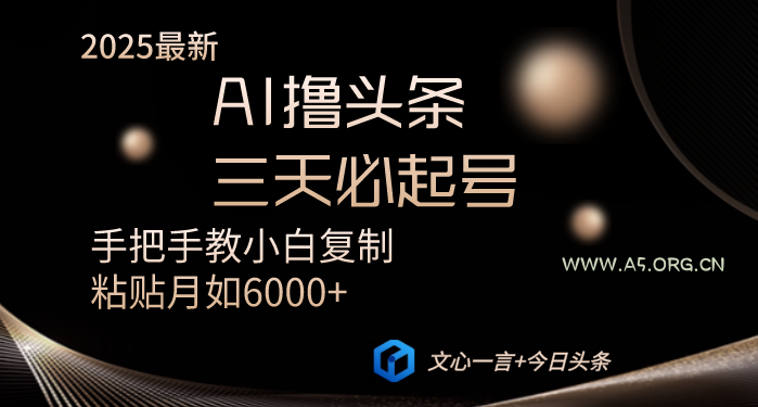 AI撸头条三天必起号手把手教小白复制粘贴月入6000+教程-351资源网