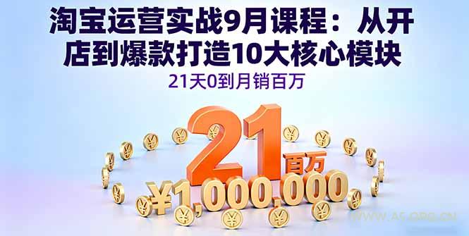 淘宝运营实战9月课程：从开店到爆款打造10大核心模块，21天0到月销百万-351资源网
