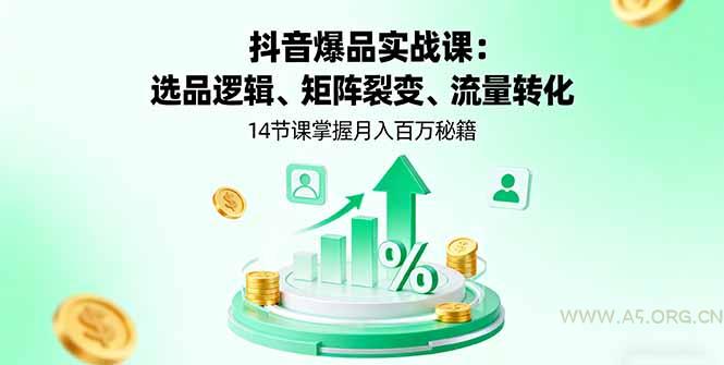 抖音爆品实战课:选品逻辑、矩阵裂变、流量转化,14节课掌握月入百万秘籍-351资源网