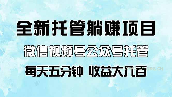 全新托管躺赚项目，微信视频号公众号托管代运营，每天五分钟，收益大几百-351资源网